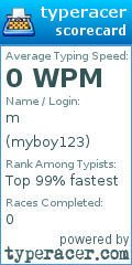Scorecard for user myboy123