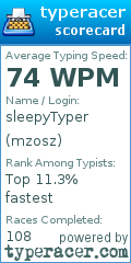 Scorecard for user mzosz