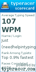 Scorecard for user needhelpintyping