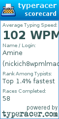 Scorecard for user nickich8wpmlmao