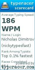 Scorecard for user nickytypesfast