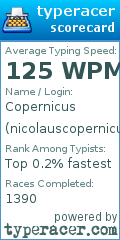 Scorecard for user nicolauscopernicus