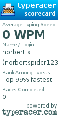 Scorecard for user norbertspider123