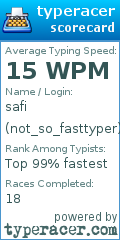 Scorecard for user not_so_fasttyper