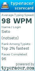 Scorecard for user notseto