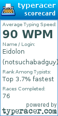 Scorecard for user notsuchabadguy