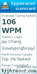 Scorecard for user nowtypingforjay
