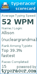Scorecard for user nucleargrandma