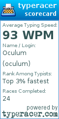 Scorecard for user oculum