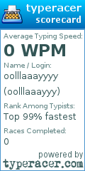 Scorecard for user oolllaaayyy