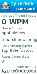 Scorecard for user opatslebewsenggol