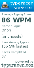 Scorecard for user orionussfs
