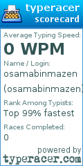 Scorecard for user osamabinmazen