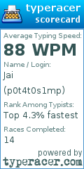 Scorecard for user p0t4t0s1mp