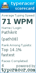 Scorecard for user path08