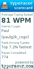 Scorecard for user paulg2k_csgo