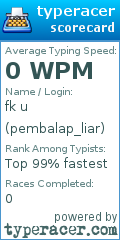 Scorecard for user pembalap_liar