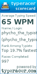 Scorecard for user phycho_the_typist