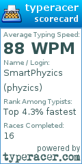 Scorecard for user phyzics