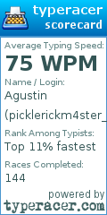 Scorecard for user picklerickm4ster_69