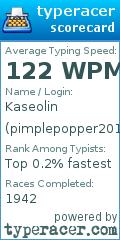 Scorecard for user pimplepopper2015