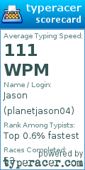 Scorecard for user planetjason04