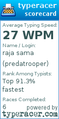Scorecard for user predatrooper