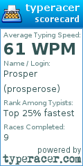 Scorecard for user prosperose