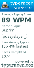 Scorecard for user pussyslayer_