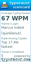 Scorecard for user quinklenut