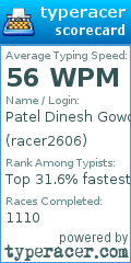 Scorecard for user racer2606