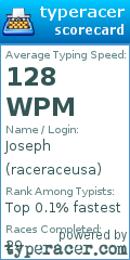 Scorecard for user raceraceusa