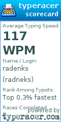 Scorecard for user radneks