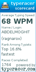 Scorecard for user ragnarox