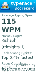 Scorecard for user rdmighty_i
