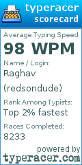 Scorecard for user redsondude