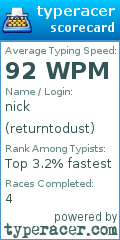 Scorecard for user returntodust