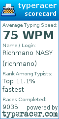 Scorecard for user richmano