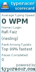 Scorecard for user riesling