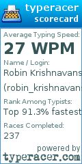 Scorecard for user robin_krishnavanshi