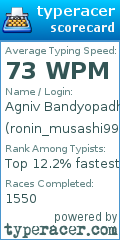 Scorecard for user ronin_musashi99