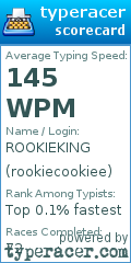 Scorecard for user rookiecookiee
