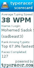 Scorecard for user sadbeast3