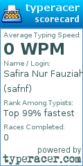 Scorecard for user safnf