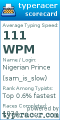 Scorecard for user sam_is_slow