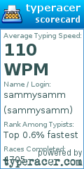 Scorecard for user sammysamm