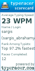 Scorecard for user sargis_abrahamyan_13