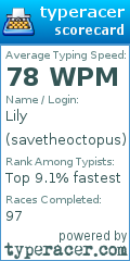 Scorecard for user savetheoctopus