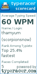 Scorecard for user scorpionsnow