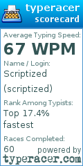 Scorecard for user scriptized